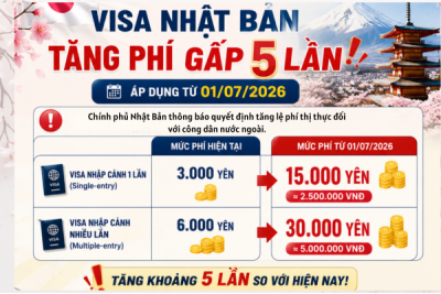 VISA NHẬT BẢN TĂNG PHÍ TỪ 01/07/2026: LỆ PHÍ CAO GẤP 5 LẦN